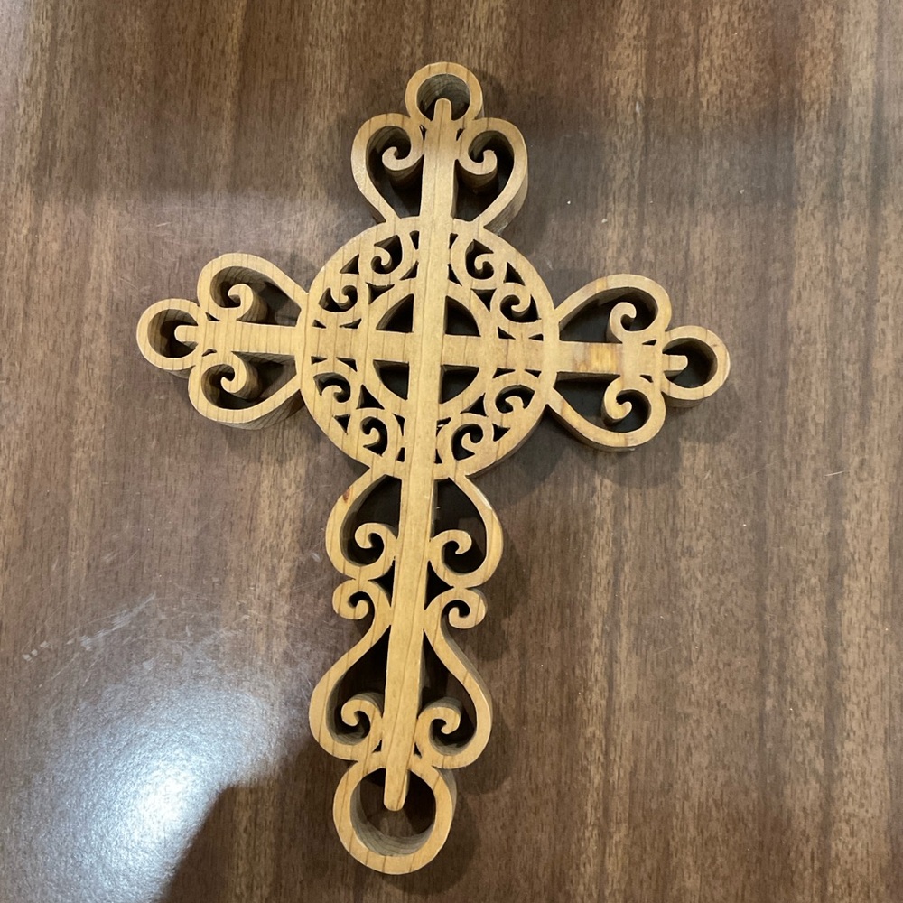 Scroll filigree Wooden Cross Decor wall art faith orthodox Christianity